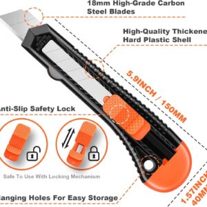 JOYUMY 20 Pack Utility Knife, Box Cutter Retractable, Box Knife for Cartons, Cardboard, and Boxes, Box Opener with 10 Pieces 18mm Snap-off Blade, Razor Knife for Office and Home Use, Box Cutters