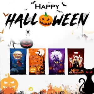 idolpack 50 Pcs Halloween Crafts Plastic Bag with Handle, 6.5''x10.5'' Halloween Goodie Bags, Halloween Candy Goody Trick or Treat Bags for Halloween Party Favors Supplies Decoration