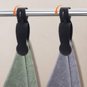 KIBBEH 2 Pack Silicone Hand Towel Clips, Magnetic Bath Towel Clips Towel Hooks with Magnets for Towel Rods and Racks, Kitchen and Bathroom Accessory (Black)