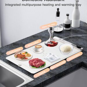 Food Warming Mat, Warming Mat for Food, Food Warmers for Parties, Upgraded Graphene Full Surface Heating Warming Tray, 6 Heat Settings and 6 Heat Timed Functionality for Parties Buffet, Daily Life Use