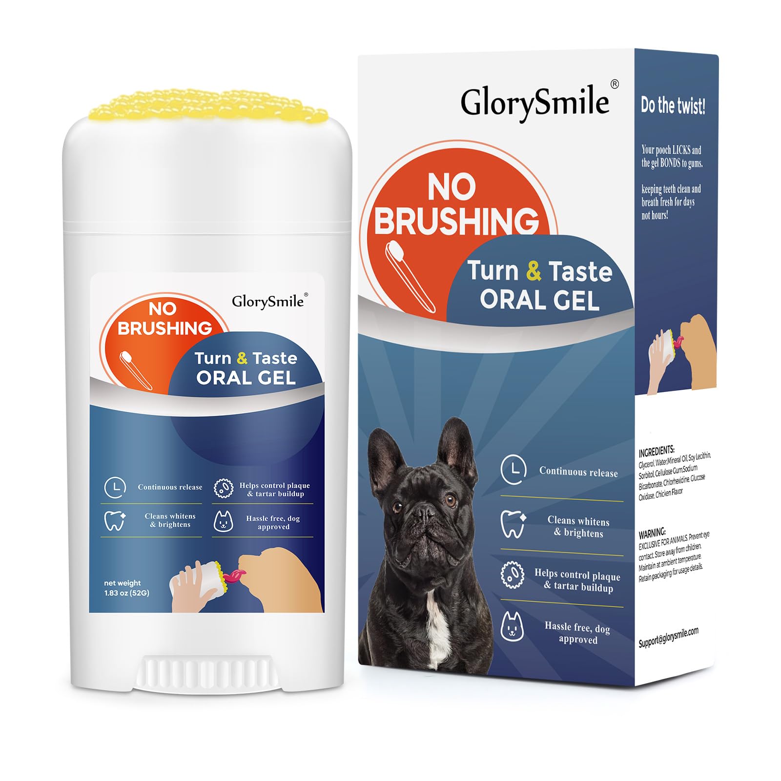 Dental Gels for Dogs, Turn & Taste Dog Toothpaste, Dog Dental Care, Continually Freshens Breath for 24 Hours, Delicious Flavors Like Chicken, No Brush Toothpaste for Dogs