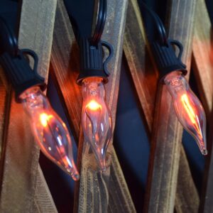 Agaphoton Christmas Flicker Flame Light Bulbs, Crystal Clear Flame Tip Candelabra Bulbs, Flickering Replacement Bulbs Dances with Orange Flame, 120 Volt, 1 Watt, E12 Candelabra Base, 12 Pack