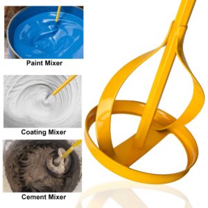 Viganoc Paint and Mud Mixers, Paint Stirrer for Drill Bits in 1 to 5 Gallon Drums, Fits all Standard Drill Bits, Hex Head Non-slip, Easy to Clean, Paint and Plaster Mixers Stirrer Tools (Yellow)