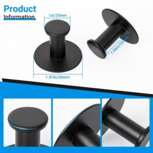 SAYAYO Self Adhesive Hooks for Hanging, Coat Hooks Wall Mount Matte Black Towel Hook for Bathrooms, Stick on Hooks SUS304 Stainless Steel, 4pcs