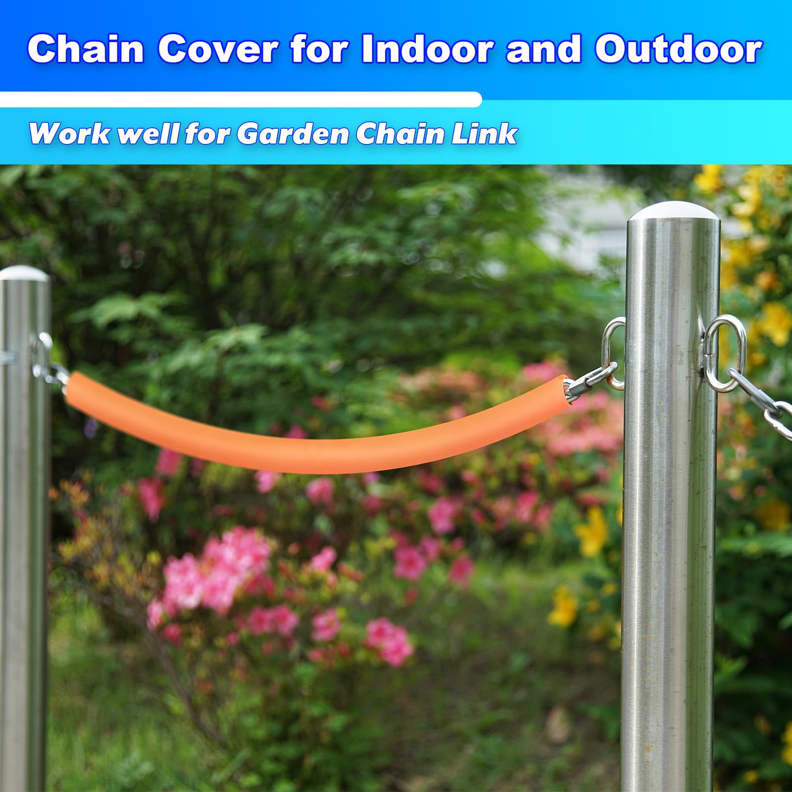 Cosmos 2 Pcs Swing Chain Cover Swing Chain Handle Grip Sleeve for Playground Swingset Accessories, Chain Cover Grip Sleeve for Porch Swings Barrier Chain in Garden Backyard Patio Outdoor (Orange)