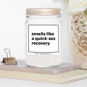 YouNique Designs Get Well Soon Candle 8oz, Get Well Candles, Post Surgery Gifts, Get Well Candle for Women, Men, Recovery After Surgery Gifts, Funny Surgery Recovery Gift (Lavender & Vanilla)