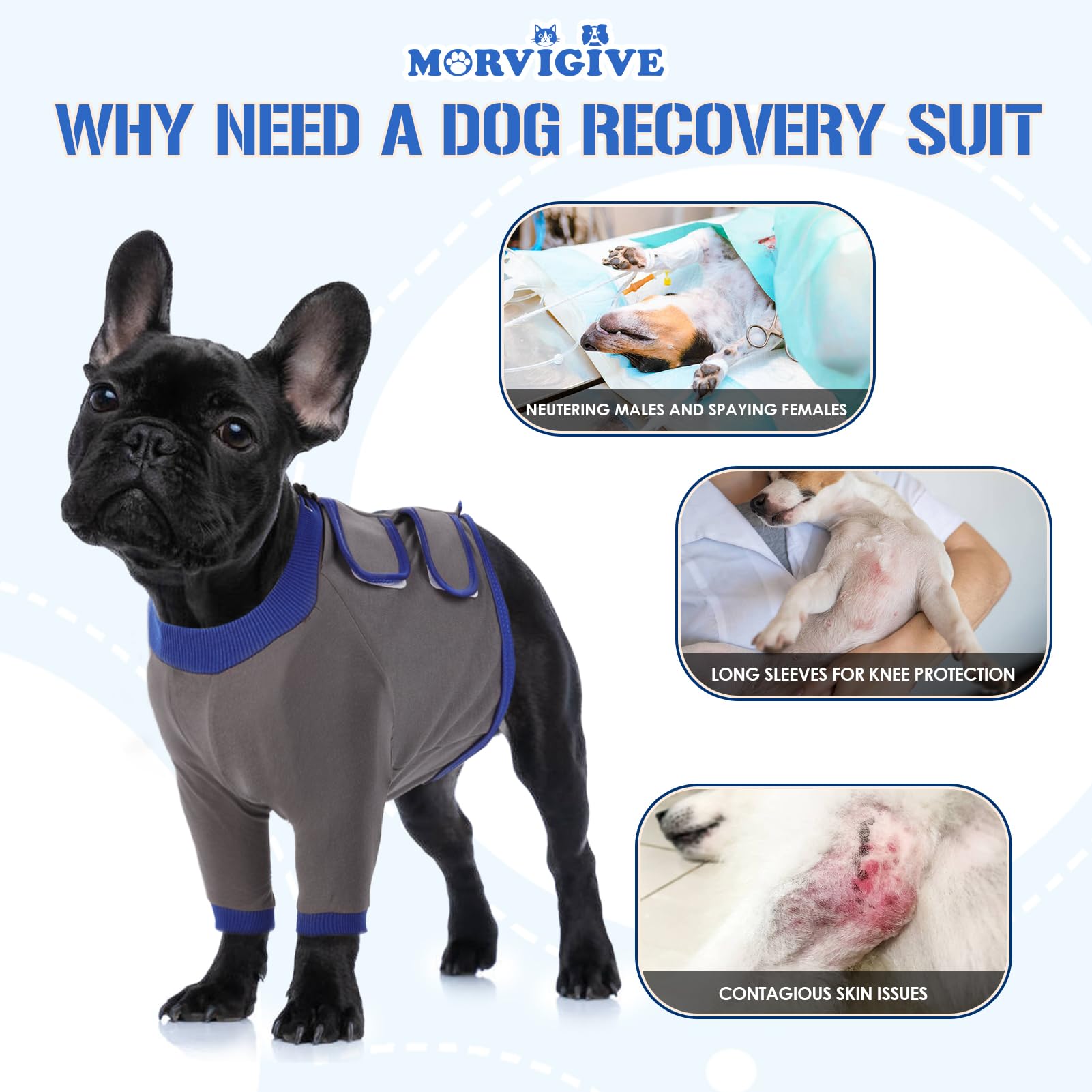 MORVIGIVE Dog Recovery Sleeves for Front Legs,Dog Sleeves to Prevent Licking,Breathable Dog Front Recovery Sleeve Right Left Leg,Dog Leg Sleeve After Surgery for Medium to Large Dogs,Grey 2XL Size