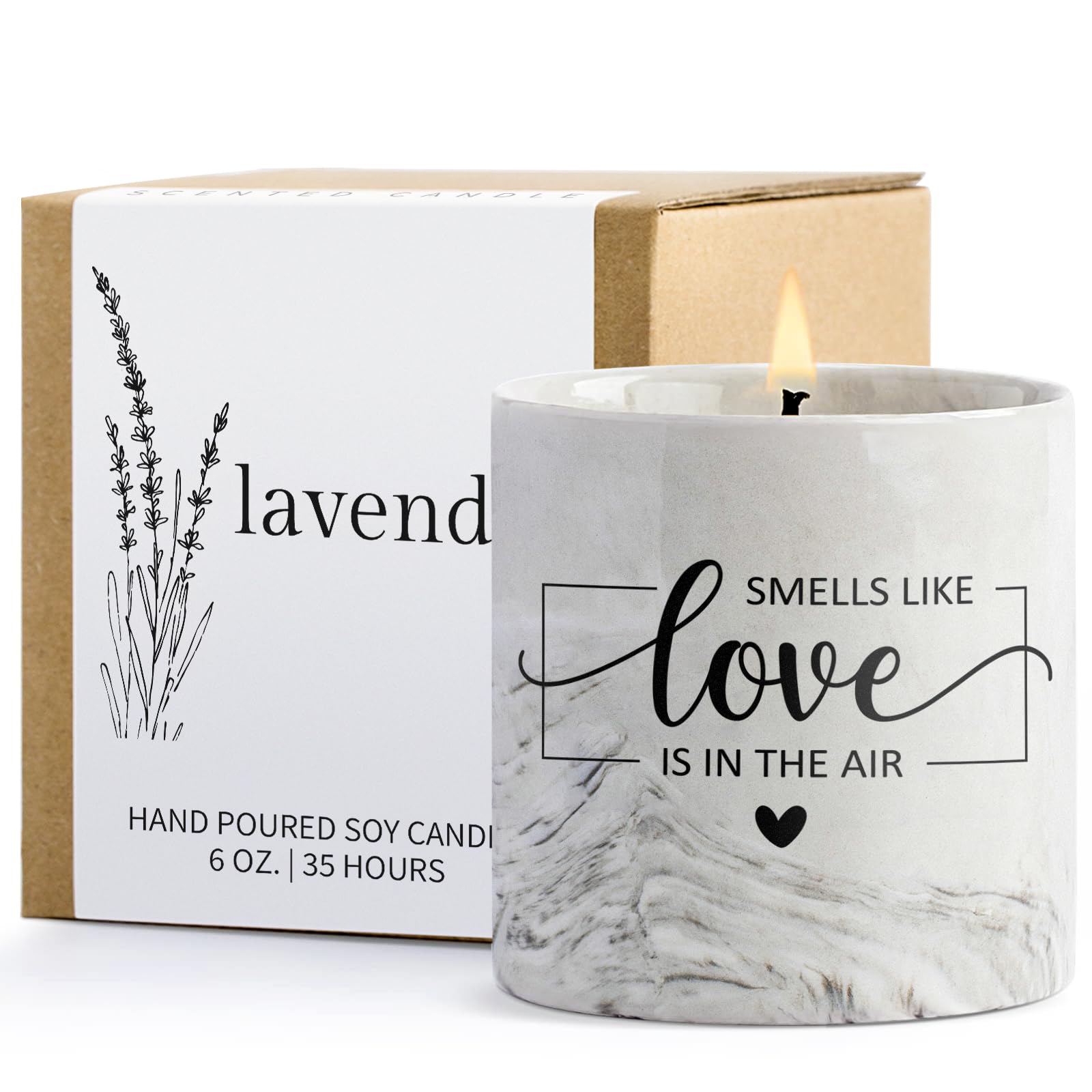 Love is in The Air Candle Anniversary Wedding Bridal Shower Engagement Valentines Day Gifts for Couple Housewarming Gifts Birthday Christmas Gifts for Friends Lavender Candle 6 Oz