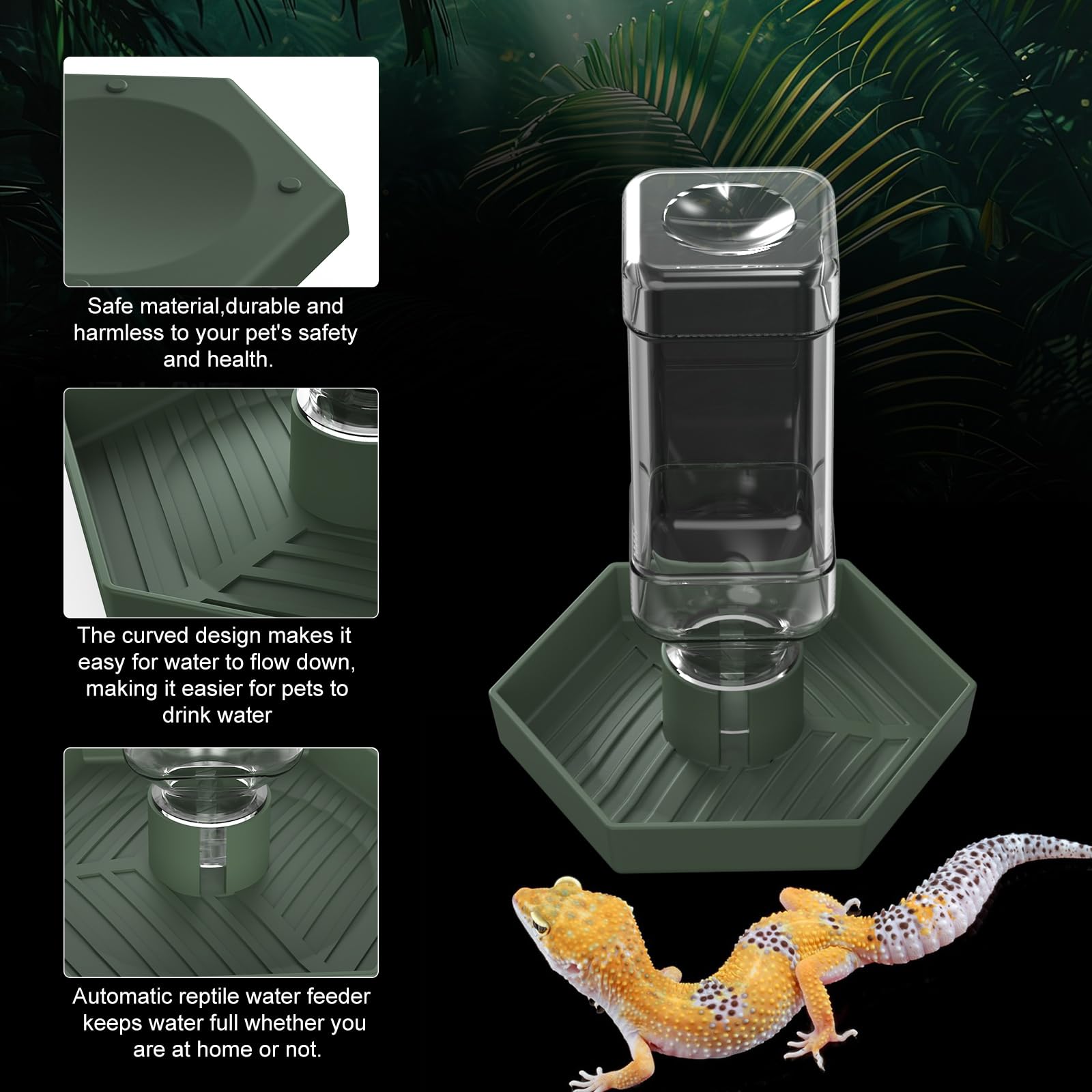 Reptile Water Dispenser-7.5 oz(250ml) Bearded Dragon Water Bowl - Small Water Dish for Tortoise - Bowls for Reptiles & Amphibians (S)