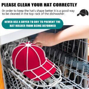 INVODA Hat Washer Cage Hat Washer for Washing Machine Hat Cleaner for Baseball Cap Dishwasher Hat Rack Protector Organizer for Flat & Curved Hat (White 2PCS)