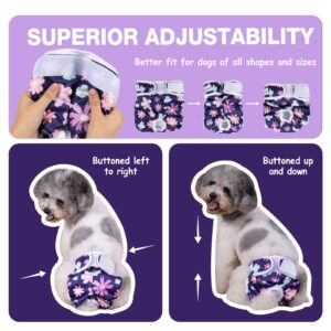 Pet Soft Dog Diapers Female Washable - Pack of 3 Doggie Diapers for Female Dogs, Strong Absorbent Reusable Dog Period Diapers, Female Dog Diapers for Heat & Pet Incontinence Peeing (Bloom, XL)