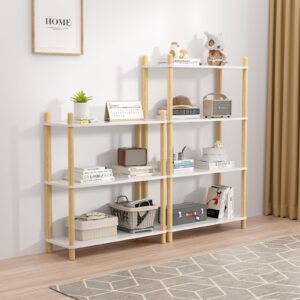 FASTSPOK 4-Tier Wooden Bookcase - Modern Freestanding Bookshelf, Multifunctional Display Shelf for Home and Office, White, Rectangular Design