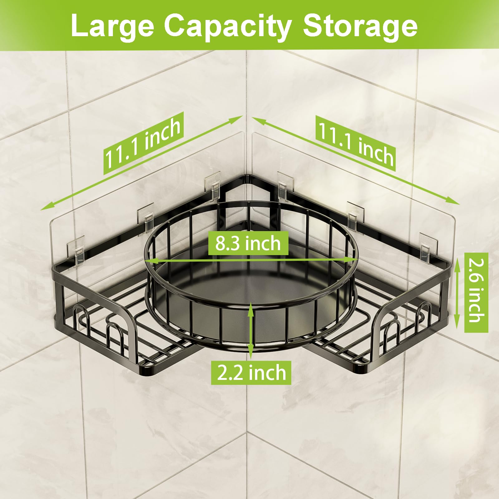 Lincordor Rotating Shower Caddy Corner, Stainless Steel Lazy Susan Turntable Shower Corner Shelf, Rustproof Spinning Bathroom Shower Organizer