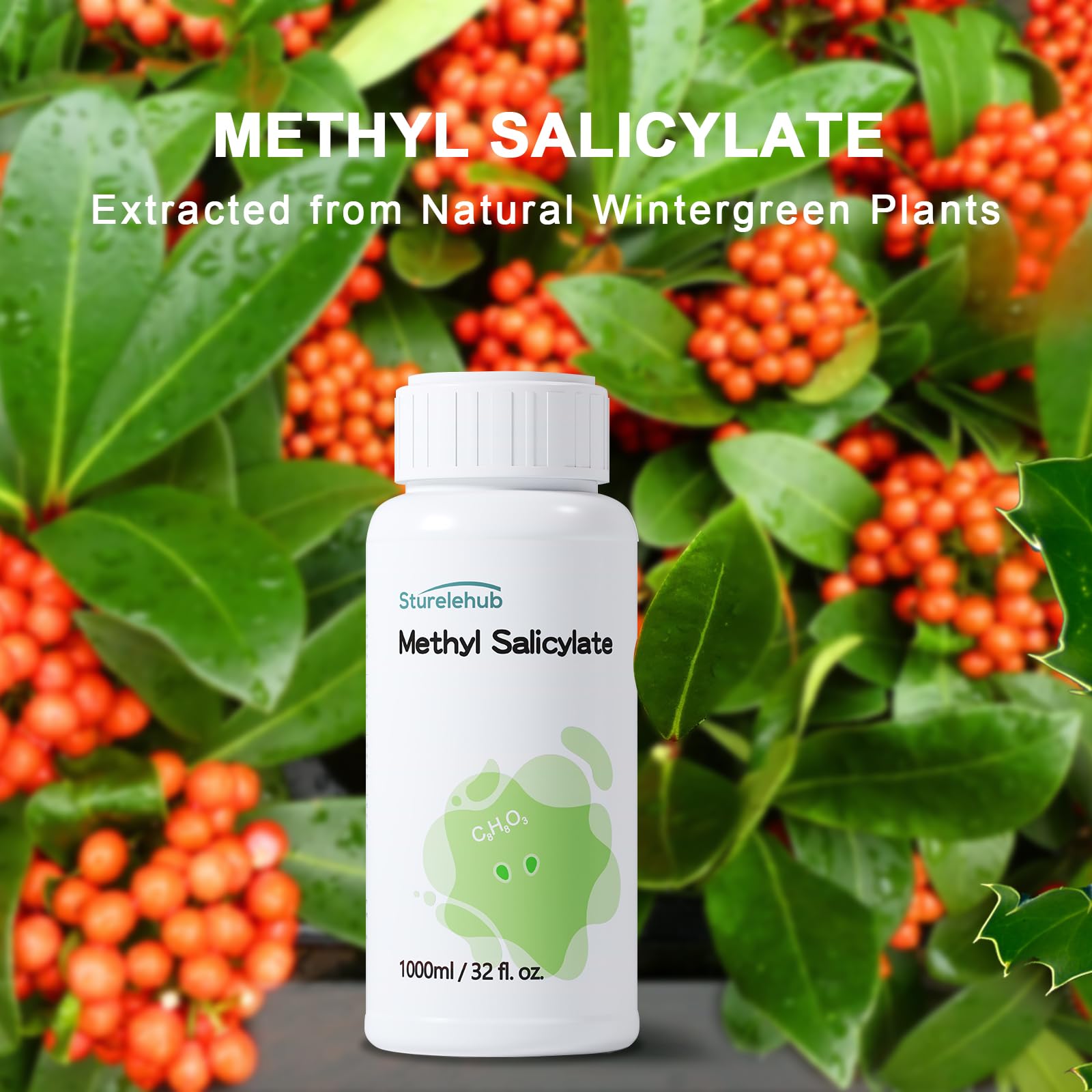 Methyl Salicylate, 1000ml / 32 fl. oz., High Purity Wintergreen Oil, Methyl Salicylate for Softening Hardened Rubber Products