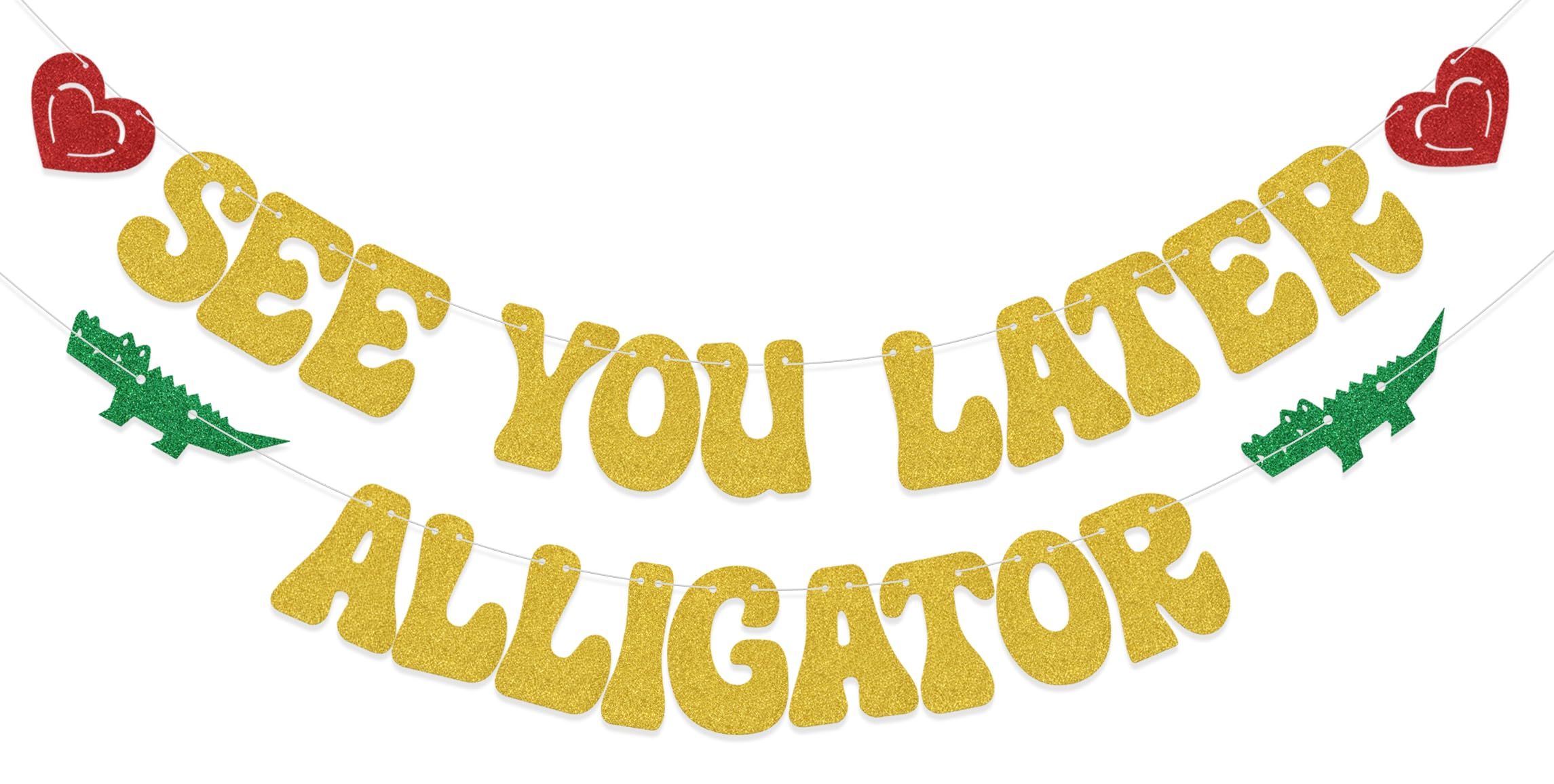 KEWUFD See You Later Alligator Banner, I'm Retired Ask Someone Else Funny Decoration Supplies for Goodbye/Retirement/Farwell/Graduation Party Gold Glitter