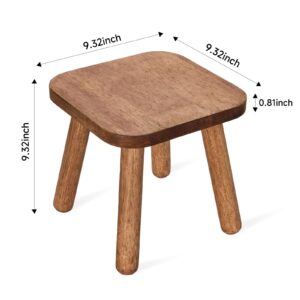 JUJIAFU Solid Wood Stool Wooden Step Stool for Adults Small Wooden Stool Square Stool Sitting Stool Legs Detachable for Kitchen Bathroom Living Room (9.32High)