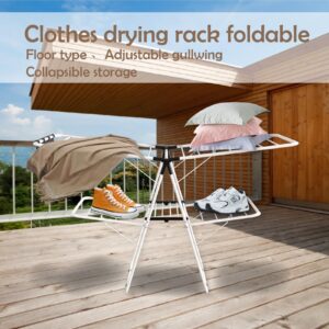 Maomo Double Deck Drying Rack - 2 Layer Large Clothes Drying Rack Foldable,No Installation Required ，Suitable for Indoor and Outdoor.Gull Wings.33 Clothes Poles are Equipped with Sock Clips.