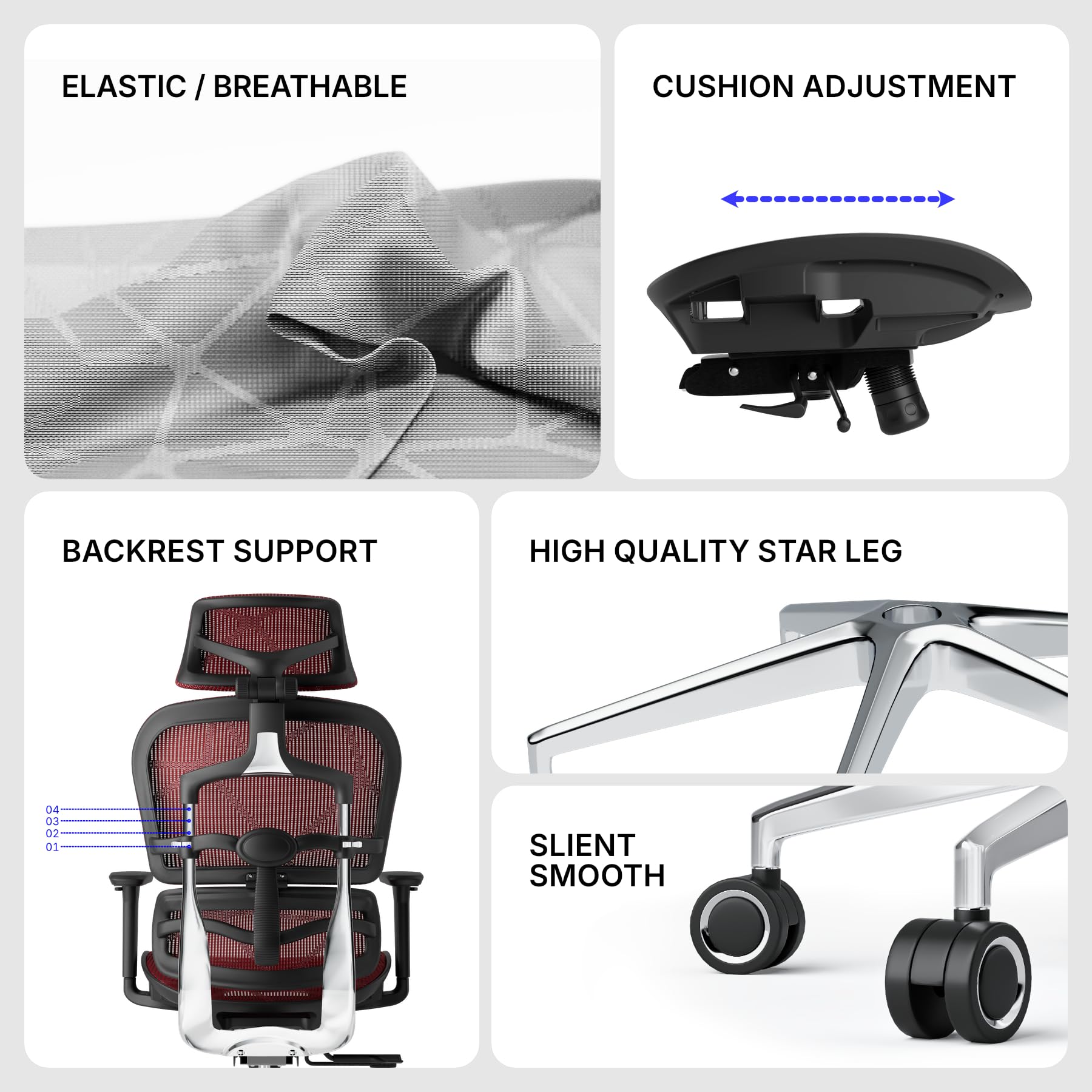 Ergonomic Mesh Office Chair with 3D Adjustable Armrest,Mesh High Back Desk Chair-Adjustable Headrest with Adjustable Lumbar Support and Footrest Office Chair