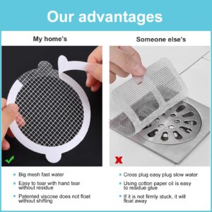 30PCS Disposable Shower Drain Cover Hair Catcher Mesh Stickers Environmentally Friendly Degradable Floor Drain Sticker Effective Capture Human and pet Hair for Bathroom, Laundry, Bathtub, Kitchen,Sink