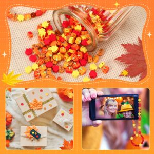 SEPGLITTER Fall Polymer Clay Beads, 300pcs Thanksgiving Fall Leaf Pumpkin Clay Beads for Jewelry Making Autumn DIY Bracelet Necklace Accessories Craft Party Supplies