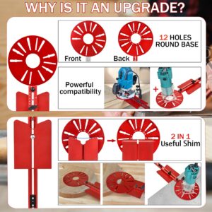 New Universal Router Circle Cutting Jig For Straight Or Cylindrical Edges, Aluminum Router Jig For Cutting/Routing Circles, Router Guide For Woodworking Edging Projects(Red)