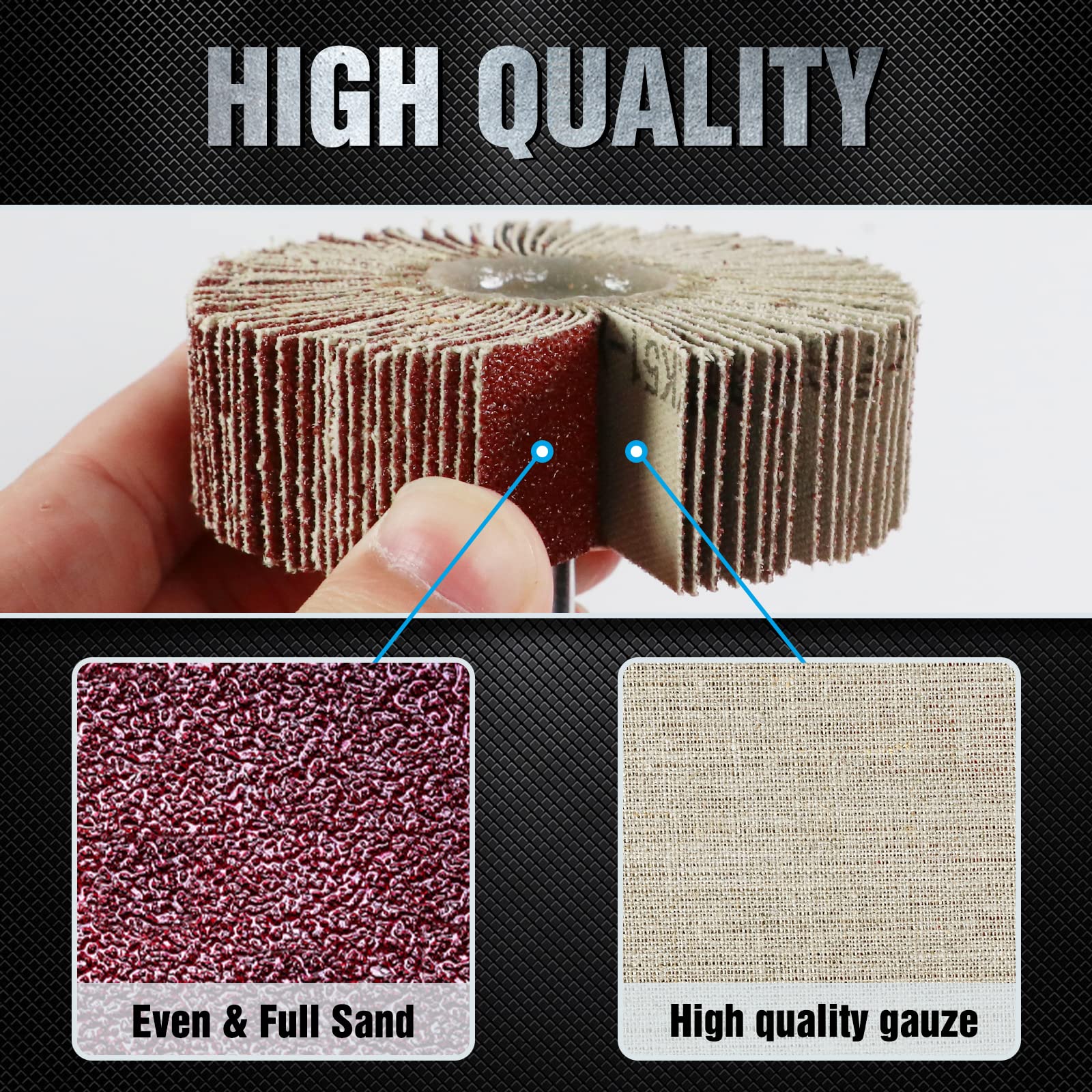 Pukamam 20 Pcs Flap Wheel Sander Set 80 Grit Sanding Wheel for Drill 1/4" Shank for Metal Wood