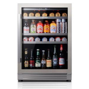 ca'lefort 24 inch beverage refrigerator, 180 can 34°f -54°f beverage fridge, drink fridge with glass door 3 led drink fridge built in or freestanding, perfect for home/kitchen(5.65 cu.ft)