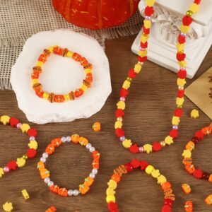 SEPGLITTER Fall Polymer Clay Beads, 300pcs Thanksgiving Fall Leaf Pumpkin Clay Beads for Jewelry Making Autumn DIY Bracelet Necklace Accessories Craft Party Supplies