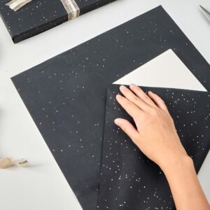 SUNCOLOR 120 Sheets 20"x14" Black Tissue Paper for Gift Bags Packaging Glitter Art Tissue Paper for Crafts