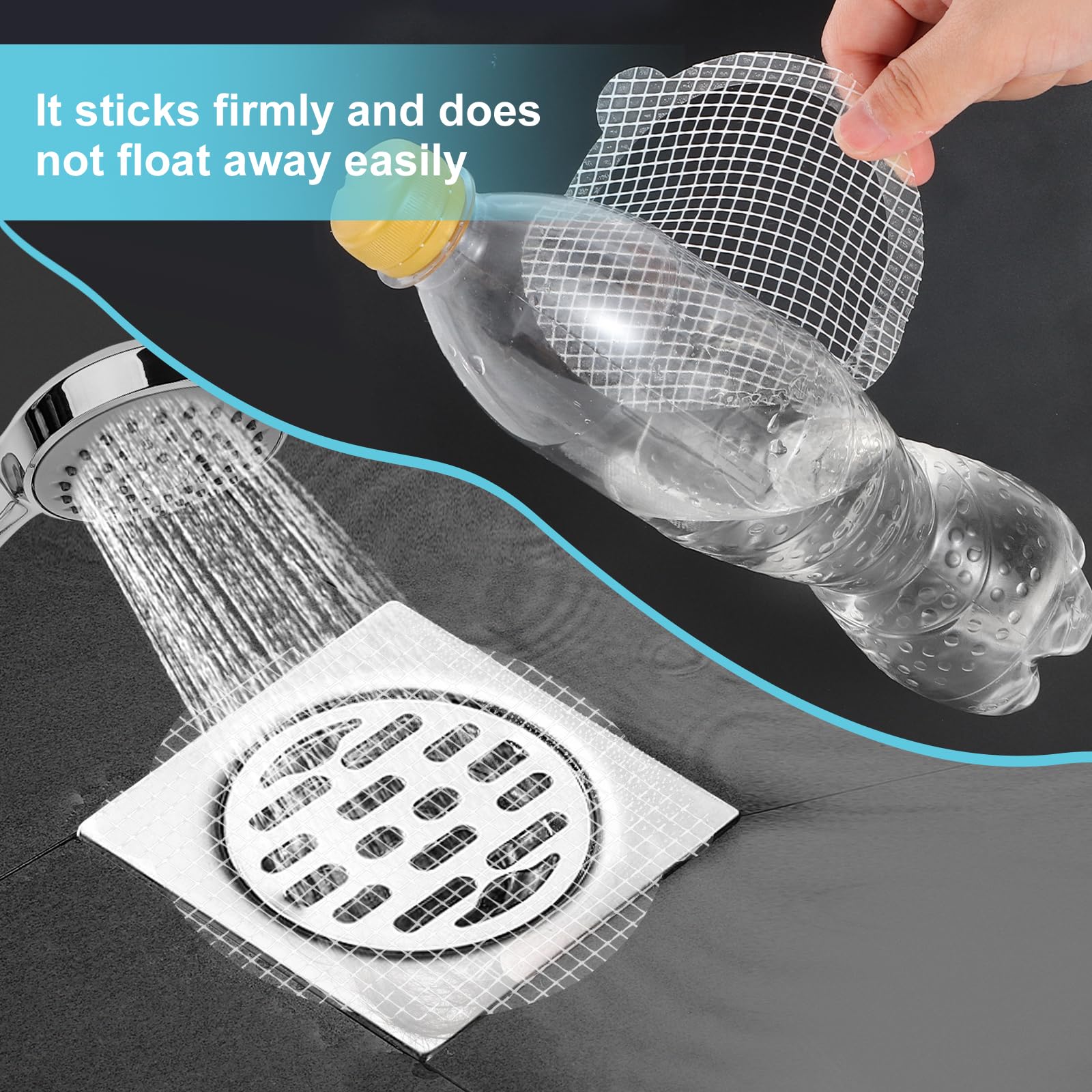 30PCS Disposable Shower Drain Cover Hair Catcher Mesh Stickers Environmentally Friendly Degradable Floor Drain Sticker Effective Capture Human and pet Hair for Bathroom, Laundry, Bathtub, Kitchen,Sink