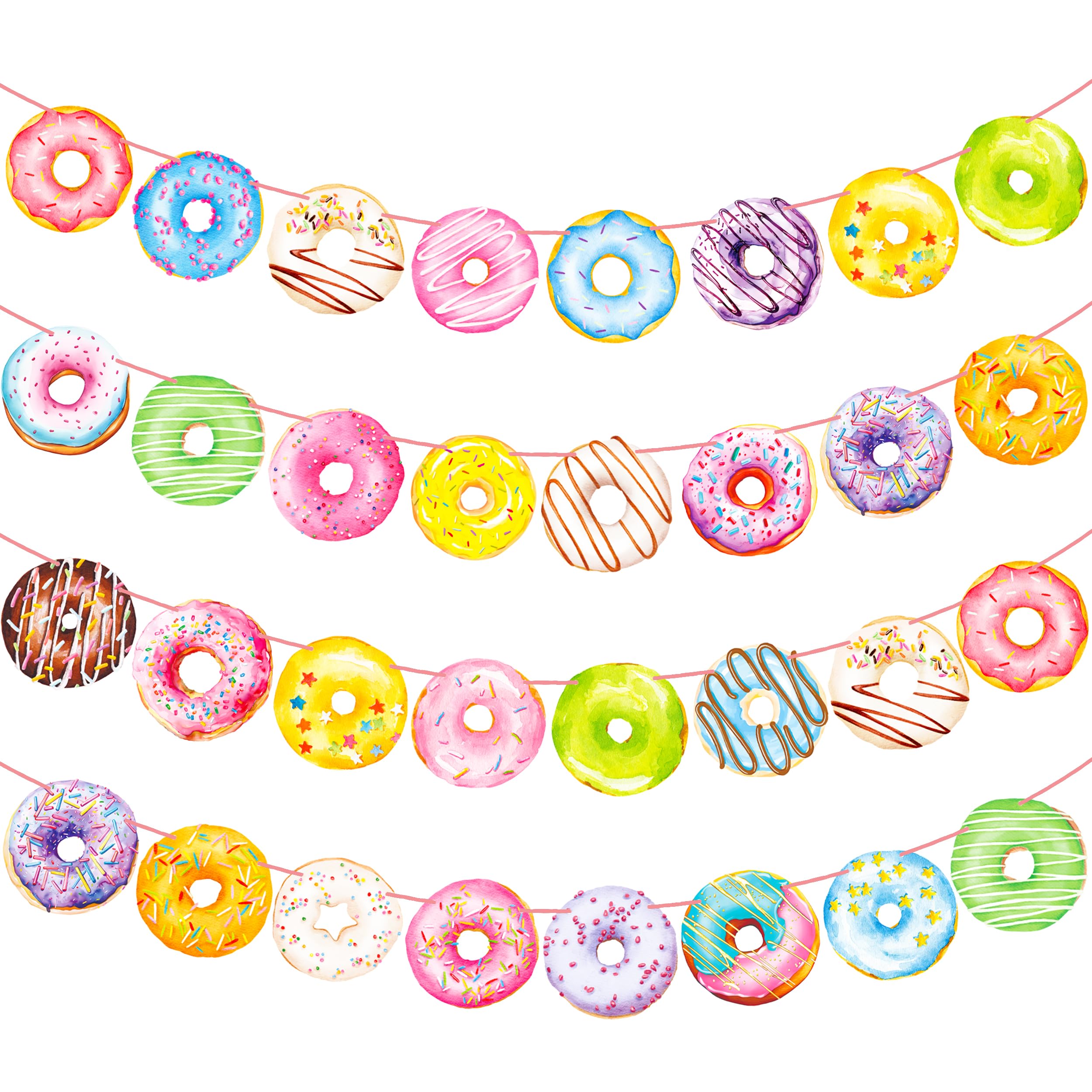 Donut Party Banners 4Pcs Donut Party Decorations Donut Themed Birthday Party Banner Decorations for Donut Theme Party Sweet Baby Shower Supplies