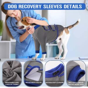 MORVIGIVE Dog Recovery Sleeves for Front Legs,Dog Sleeves to Prevent Licking,Breathable Dog Front Recovery Sleeve Right Left Leg,Dog Leg Sleeve After Surgery for Medium to Large Dogs,Grey 2XL Size