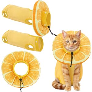 mabozoo 2-in-1 cat surgical suit, 2 cat recovery suit & cat cone collar for cats after surgery, cute kitten surgical full bodysuit cat recovery collar for cats dogs 4-8lb(yellow)