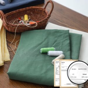 Simple&Opulence 100% Nature Pure Linen Fabric 78 Inch by the Yard, Plain Solid Color Linen Fabric for Sewing, Embroidery, Clothing, Needlework, Bag,Tablecloths, Garments Craft Accessories(Olive Green)