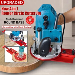 New Universal Router Circle Cutting Jig For Straight Or Cylindrical Edges, Aluminum Router Jig For Cutting/Routing Circles, Router Guide For Woodworking Edging Projects(Red)