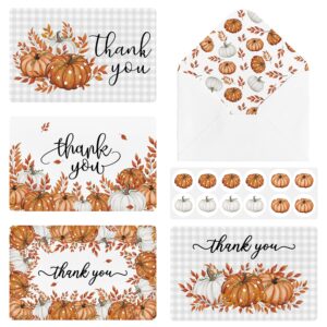 artoid mode 36 pack leaves pumpkin thank you cards fall greeting cards gift with envelope sticker blank note cards for birthday wedding baby shower bridal shower, 4 x 6 inch