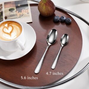 KEAWELL Premium Louise Hammered Demitasse Espresso Spoons: 6-Piece/12-Piece Set, 18/10 Stainless Steel, Mini Coffee Spoons, Small Spoon Set, Brightly-Mirror polished, Dishwasher Safe (6, 4.7 inches)