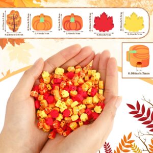 SEPGLITTER Fall Polymer Clay Beads, 300pcs Thanksgiving Fall Leaf Pumpkin Clay Beads for Jewelry Making Autumn DIY Bracelet Necklace Accessories Craft Party Supplies