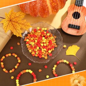 SEPGLITTER Fall Polymer Clay Beads, 300pcs Thanksgiving Fall Leaf Pumpkin Clay Beads for Jewelry Making Autumn DIY Bracelet Necklace Accessories Craft Party Supplies