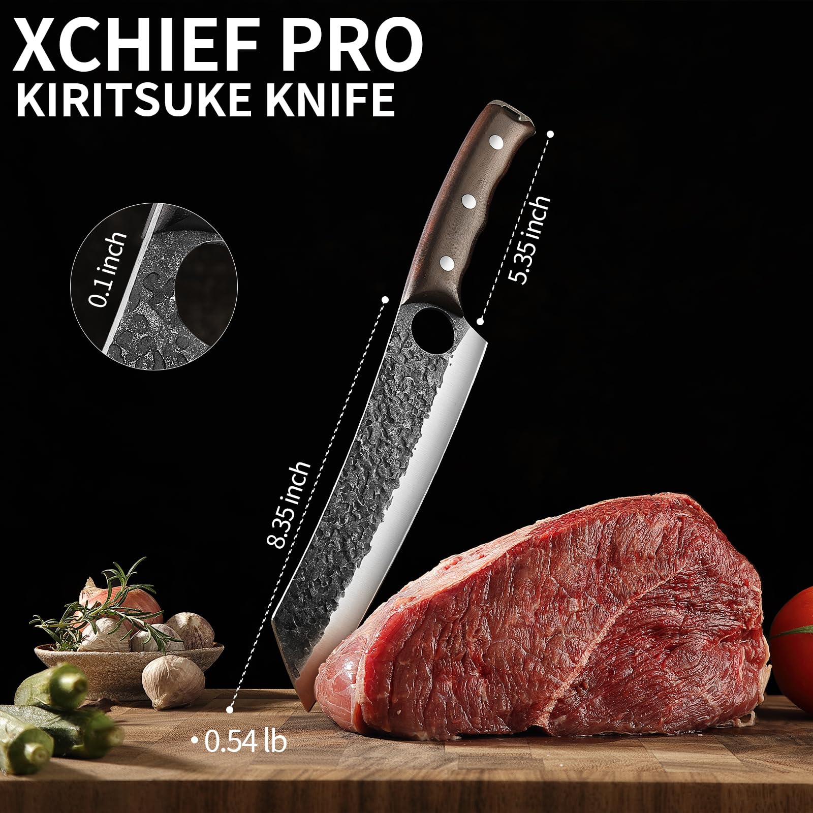 XCHIEF PRO 8.35'' Kiritsuke Chef Knife - Sharp Kitchen Knife for Meat Cutting, Japanese High-Carbon Steel Cooking Knife, Full Tang Design Butcher Knife, Kitchen Gadgets with Premium Gift Box