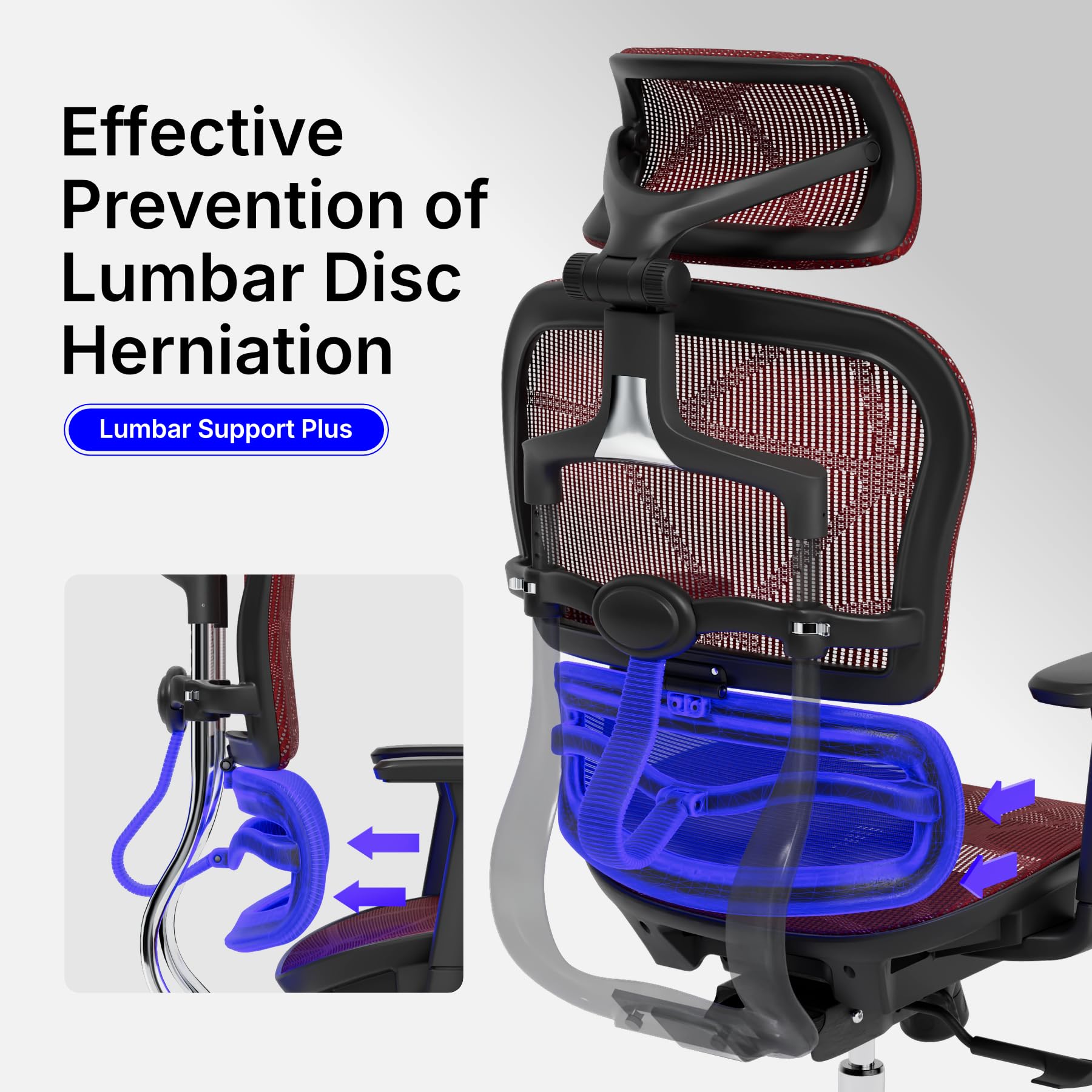 Ergonomic Mesh Office Chair with 3D Adjustable Armrest,Mesh High Back Desk Chair-Adjustable Headrest with Adjustable Lumbar Support and Footrest Office Chair