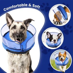 Dog Cone Collar After Surgery,Inflatable Soft Dog Cone for Large Medium Small Dog,Adjustable Breathable Inflatable Dog Cone Collar,Protect Pets from Licking Wounds,Soft and Comfortable,Blue(XL)