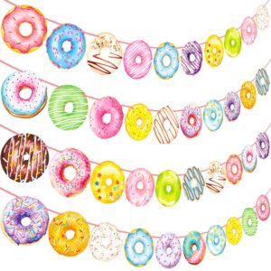 Donut Party Banners 4Pcs Donut Party Decorations Donut Themed Birthday Party Banner Decorations for Donut Theme Party Sweet Baby Shower Supplies