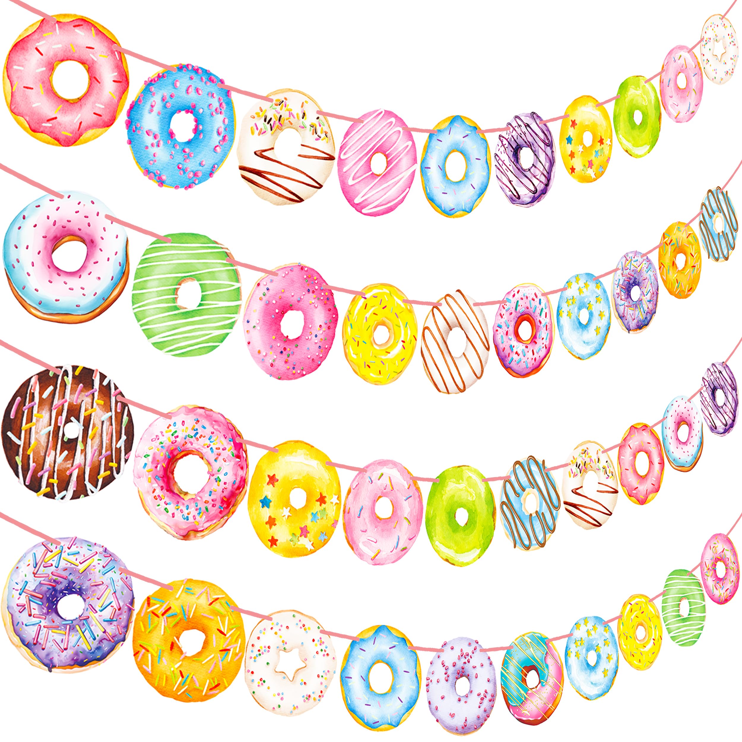 Donut Party Banners 4Pcs Donut Party Decorations Donut Themed Birthday Party Banner Decorations for Donut Theme Party Sweet Baby Shower Supplies