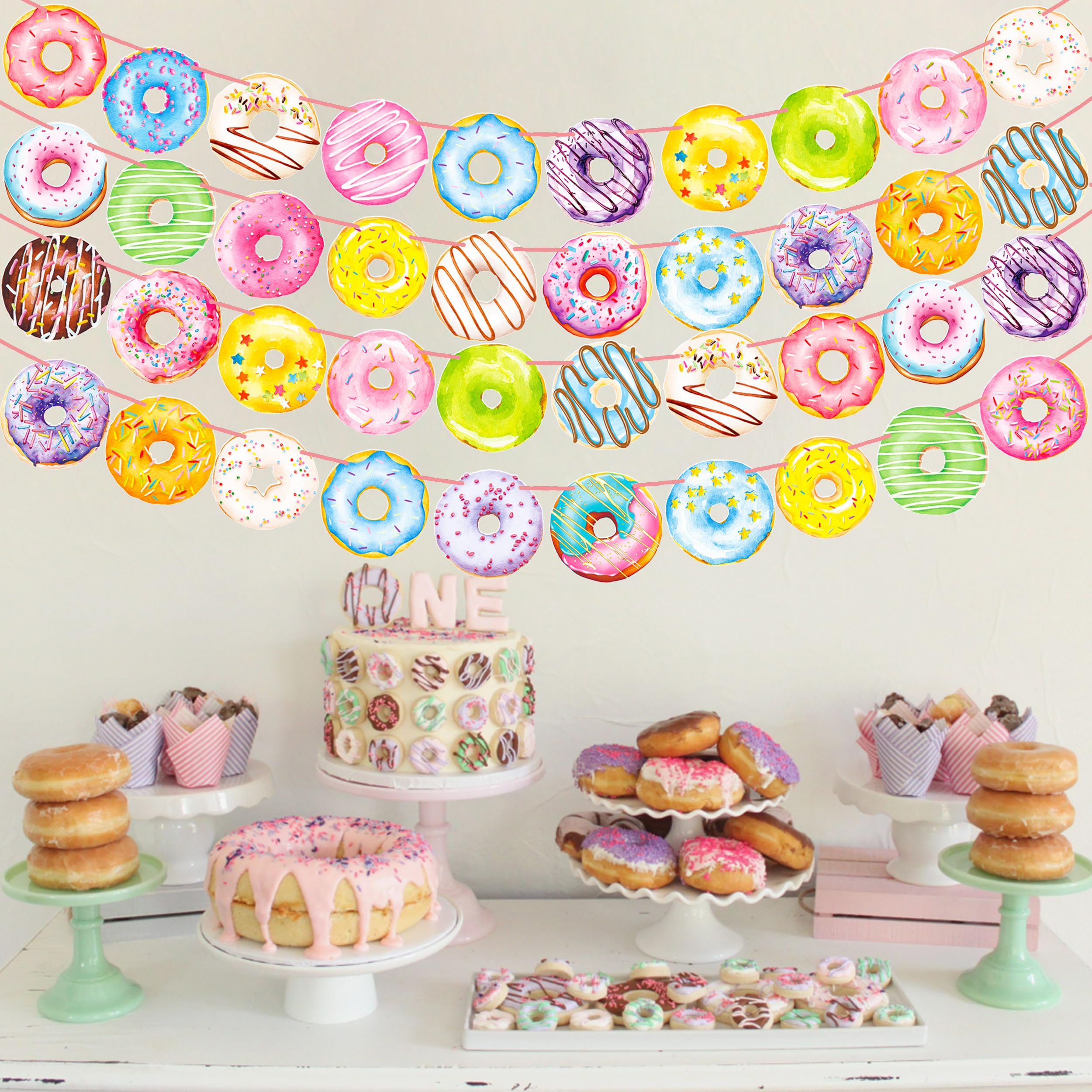 Donut Party Banners 4Pcs Donut Party Decorations Donut Themed Birthday Party Banner Decorations for Donut Theme Party Sweet Baby Shower Supplies