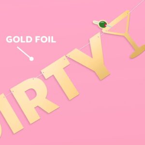 xo, Fetti Extra Dirty Martini Gold Foil Banner - 5 Ft. | Bachelorette Decoration, Birthday Party Sign, Casino Decor, Girl Cocktail Backdrop, Vegas Photo Booth Background