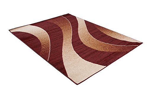 TAPISO Argos Area Rug 5x8 ft - Soft, Non-Shedding, Modern Waves, Durable Carpet for Living Room, Bedroom, Brown Beige 150x240 cm