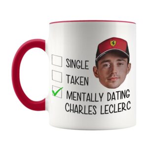 yolandeeurokok single taken mentally dating charles leclerc mug, funny gift for charles leclerc fan, f1 fan mug gift, 11 oz novelty coffee mug/cup, red