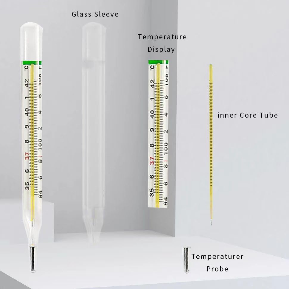 Clinical Glass Thermometer at℃&℉ is Suitable for 2 Pieces Under The Armpit-Adult Classic Non-Digital Thermometer-Medical Fever Thermometer-AiBi TECH