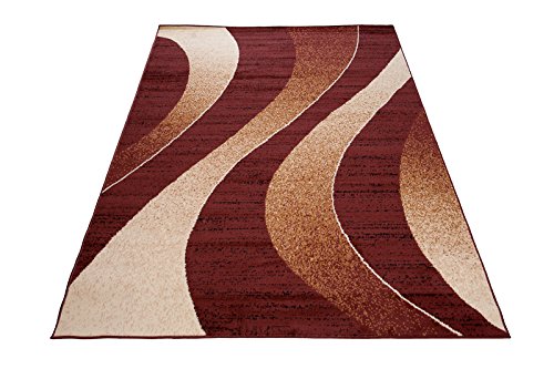 TAPISO Argos Area Rug 5x8 ft - Soft, Non-Shedding, Modern Waves, Durable Carpet for Living Room, Bedroom, Brown Beige 150x240 cm